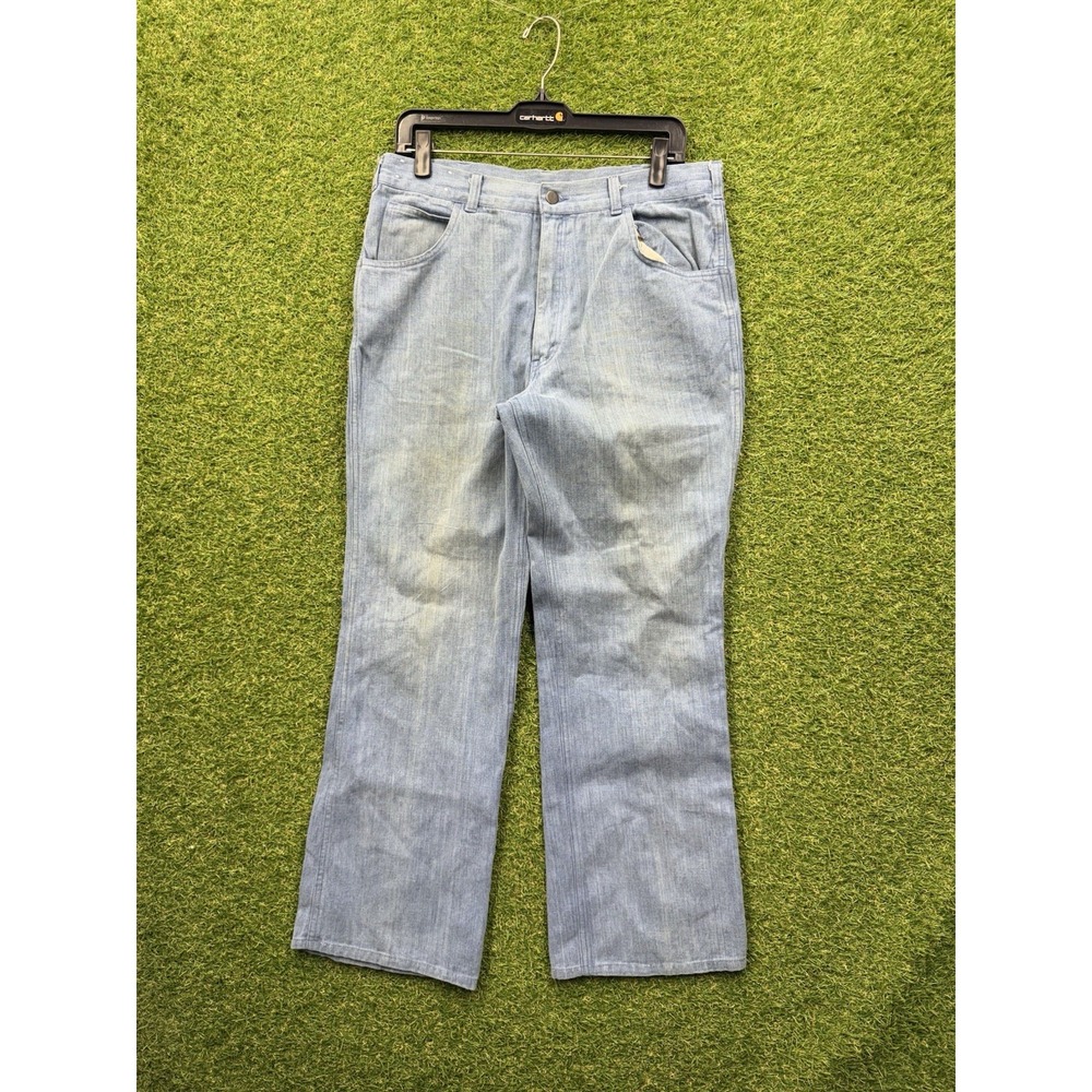 Vintage 70s Jeans Mens 36 Pants Bell Bottoms Light Wash Distressed Workwear